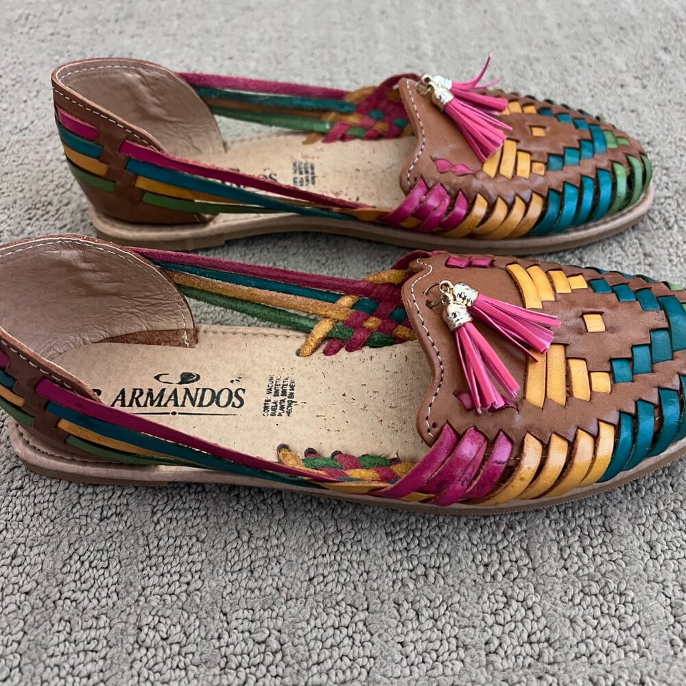Armandos Hand-Woven Huaraches | Multicolor Traditional Mexican Leather Sandals - Picture 5 of 8